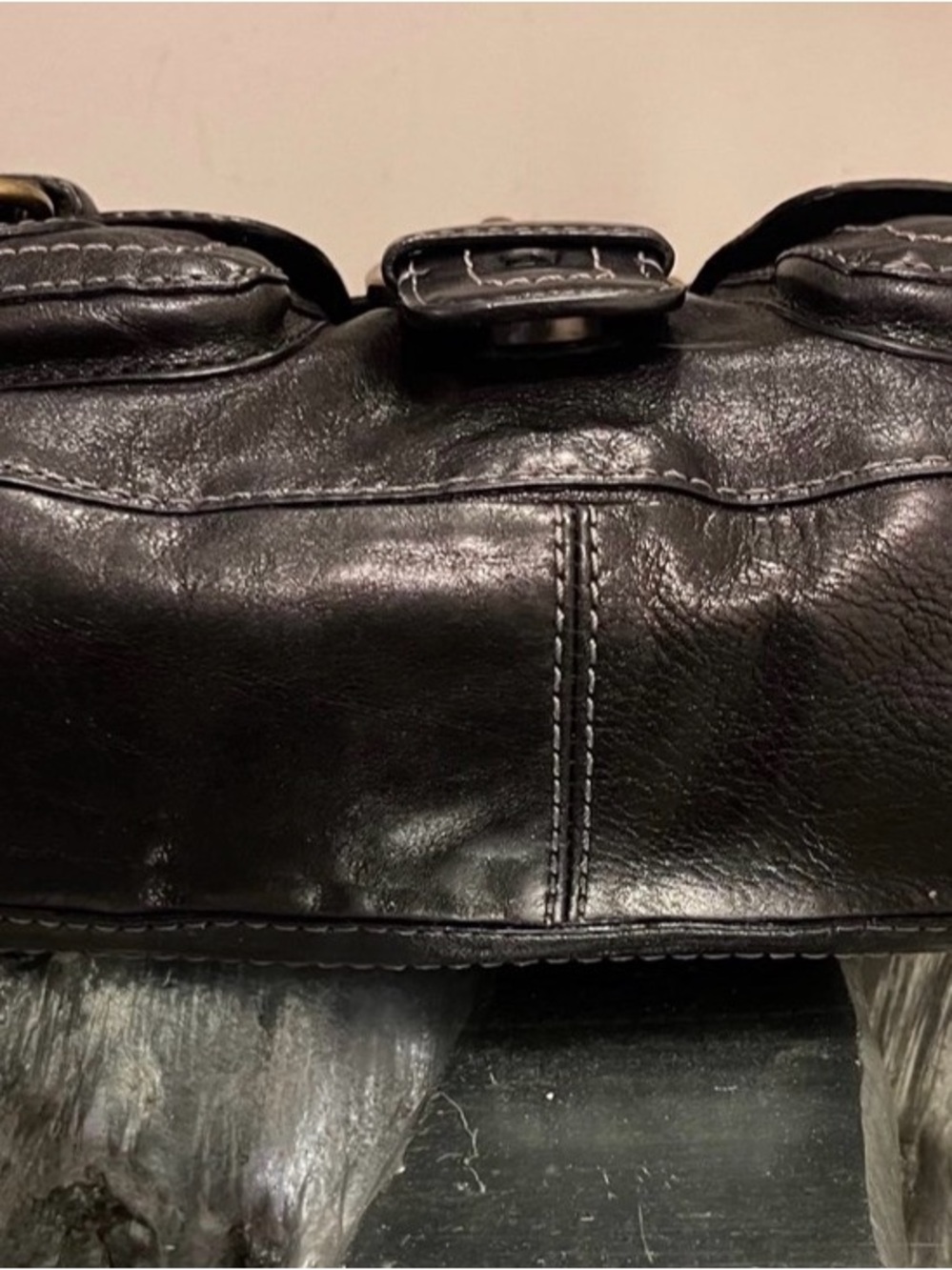 Coach Black Leather Shoulder Bag with Brass Hardware - Picture 5 of 8